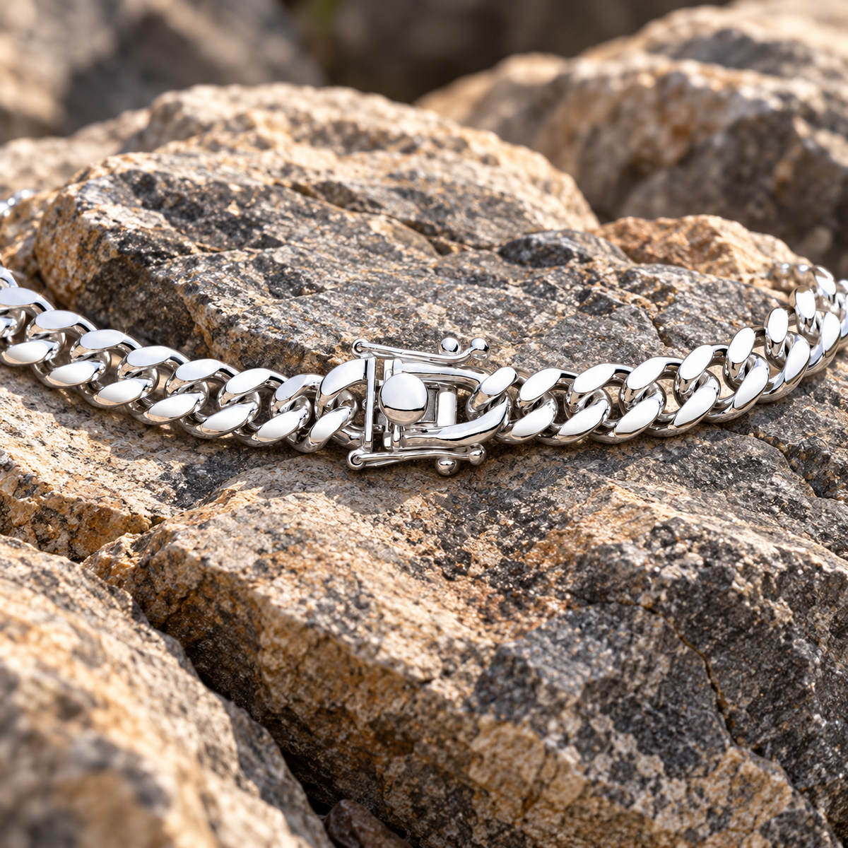 Men's Cuban Chain Bracelet Solid Silver 6mm Wide Box Lock Hallmarked 9"