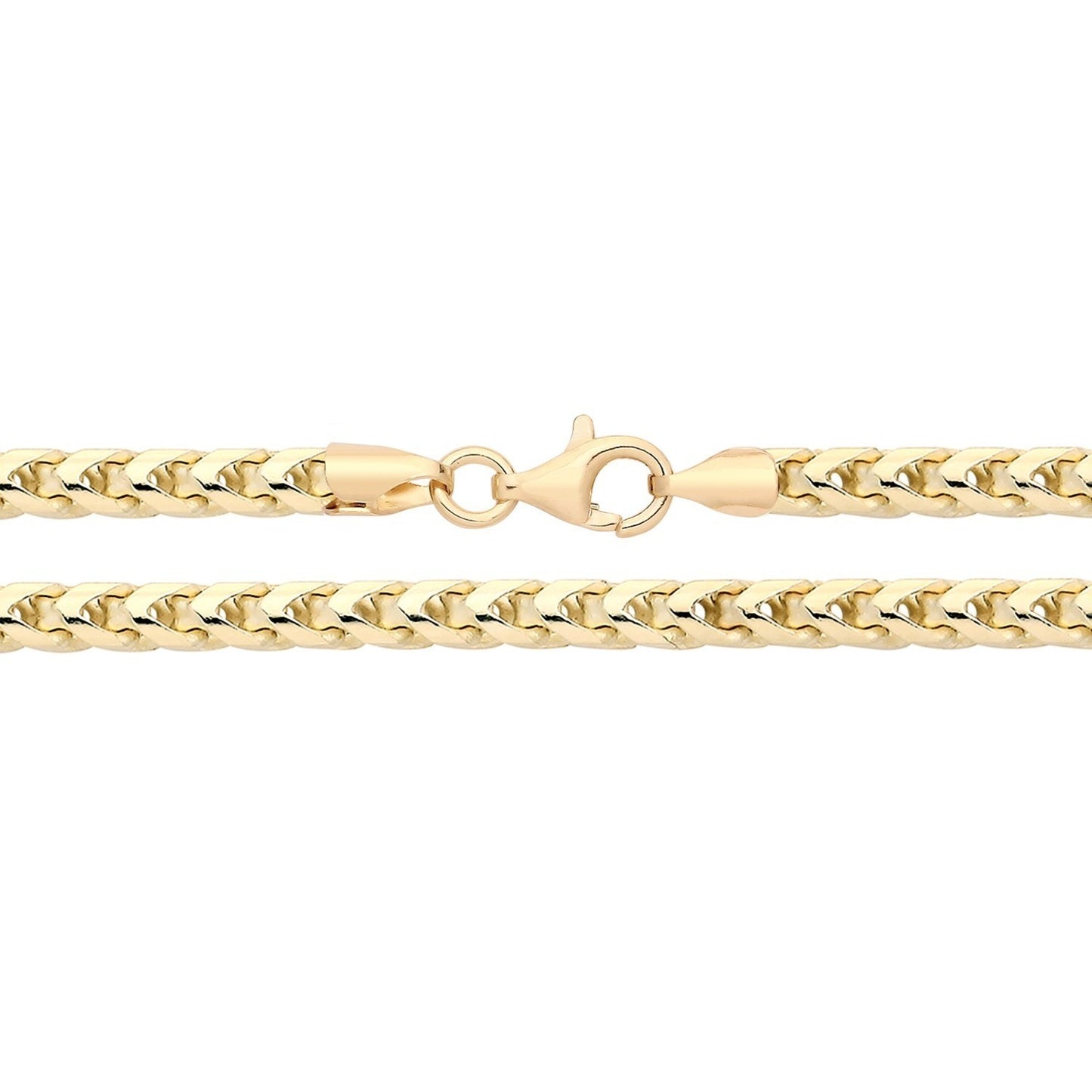 18ct Gold Franco Chain on Solid Silver 22"  3.8mm Wide British Made Hallmarked