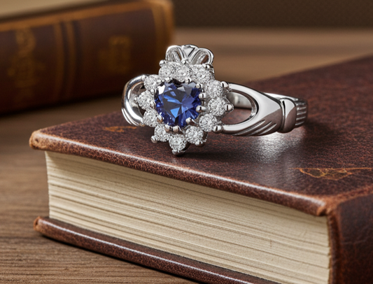 Tanzanite Claddagh Ring Solid Sterling Silver 925 Hallmark