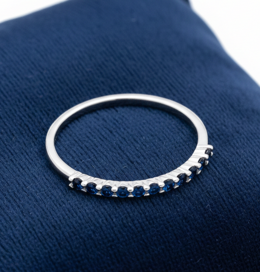 Sterling Silver Sapphire Eternity Ring Anniversary Band 925 Hallmark Size K-S