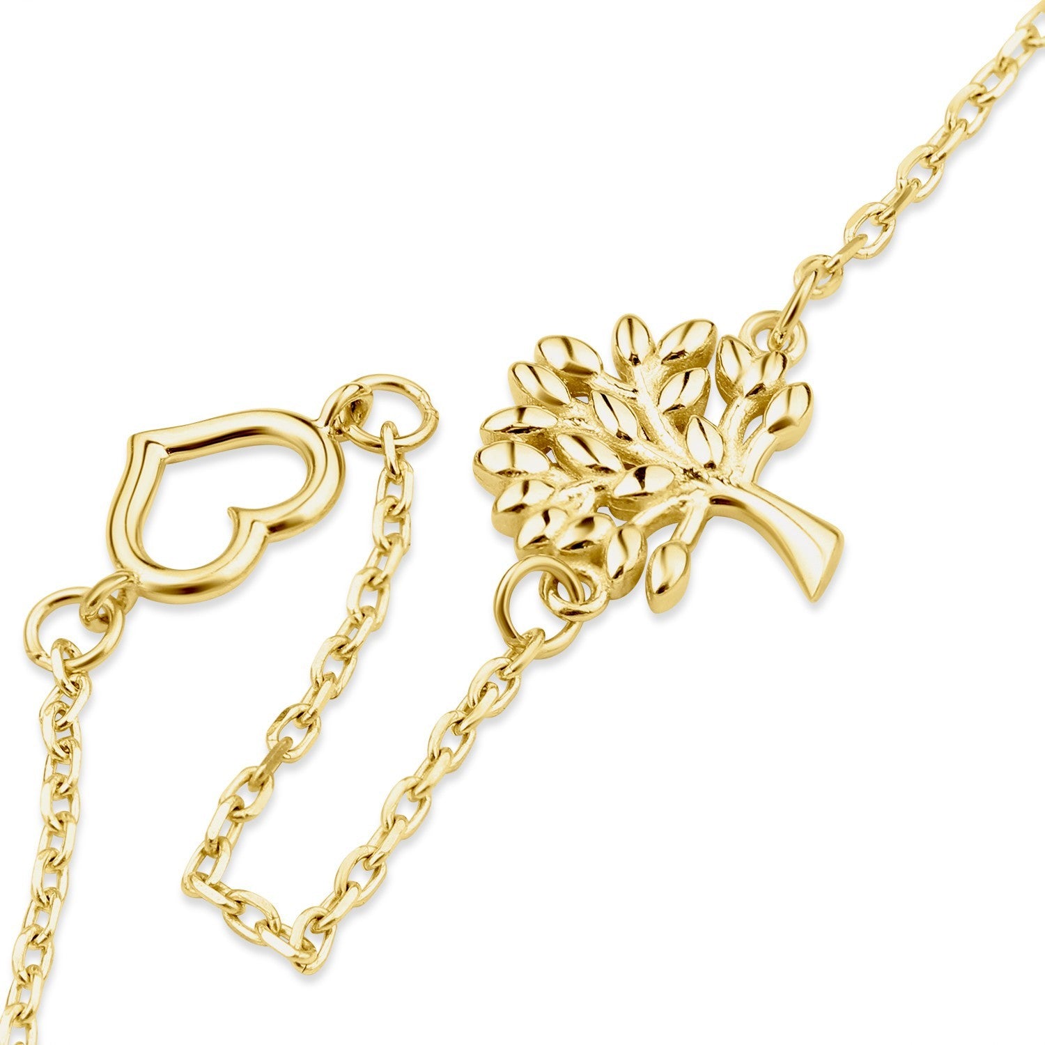 Tree of Life Gold Bracelet with Heart & Infinity 9ct Gold 375 Hallmark 19cm