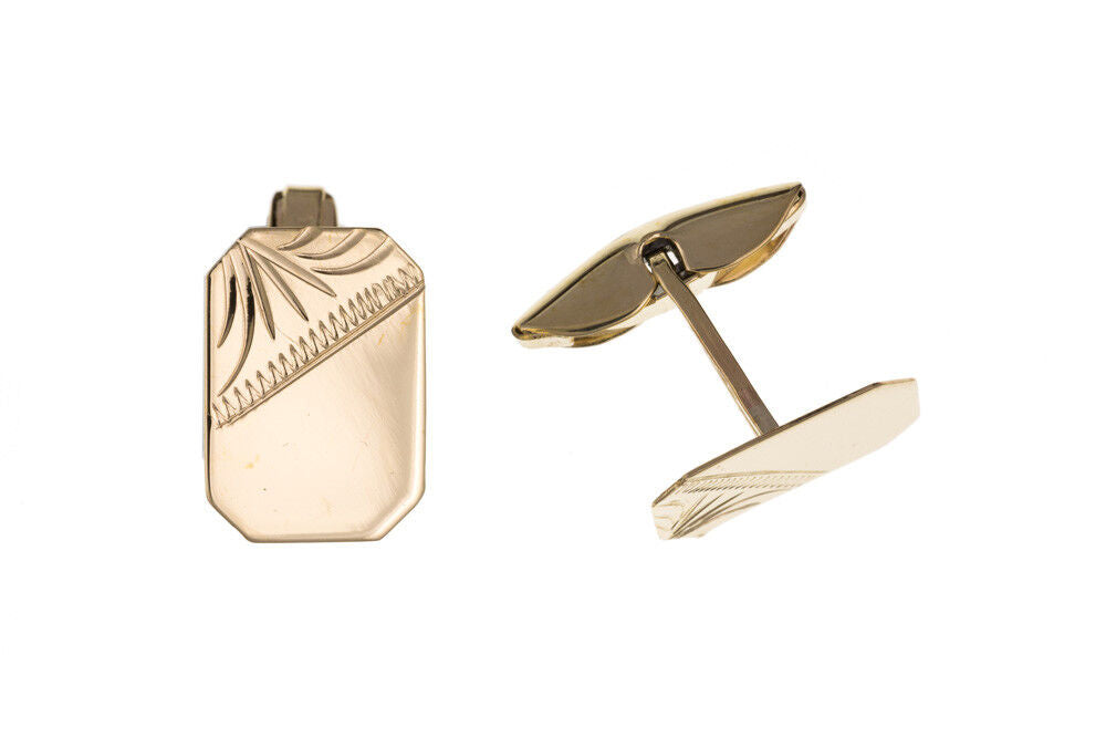 Gold Cufflinks Solid Yellow Gold Rectangular British Made Hallmarked
