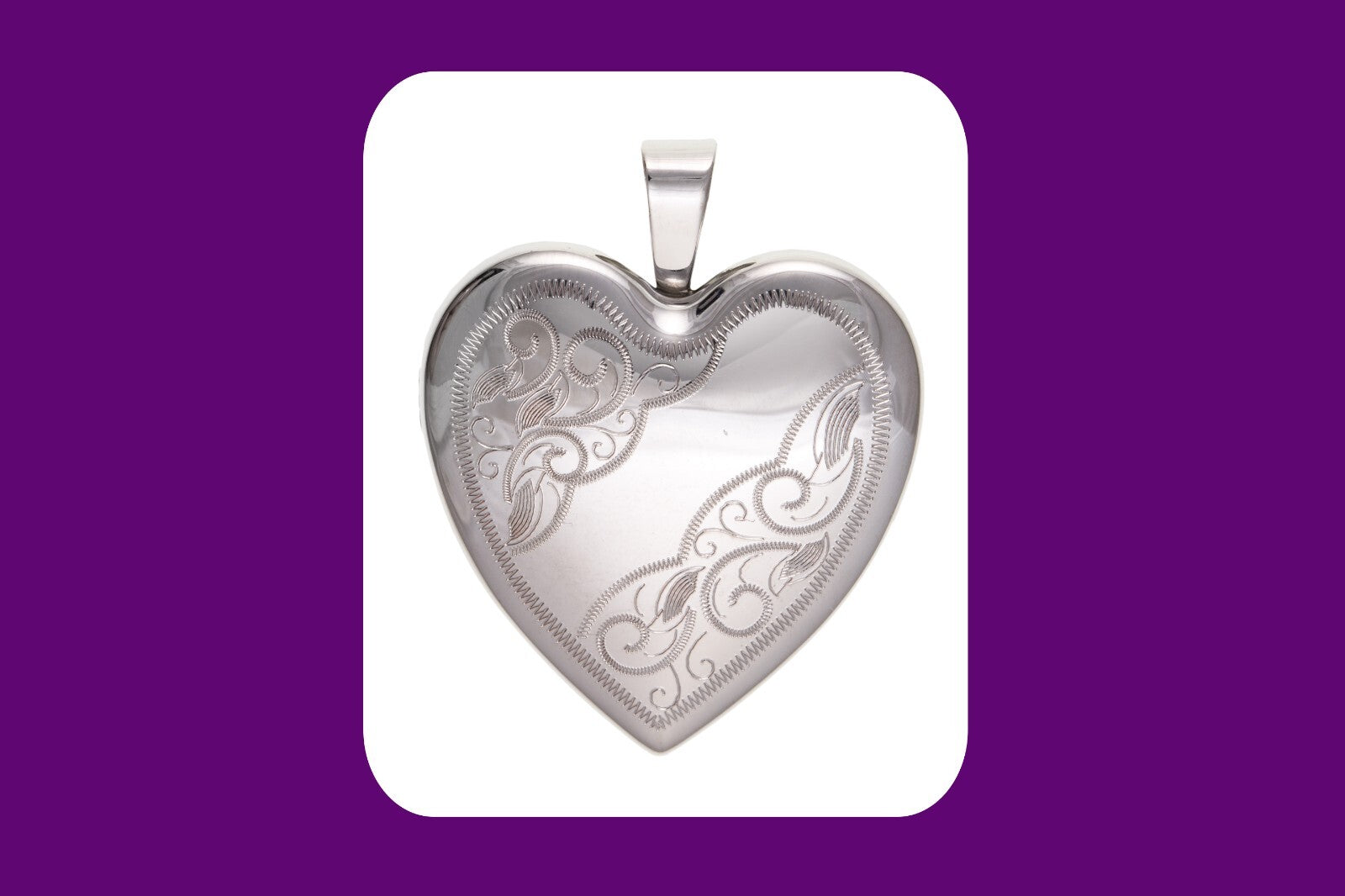 Patterned Heart Family Locket 4 Photo Solid Sterling Silver 925 Hallmark 23mm