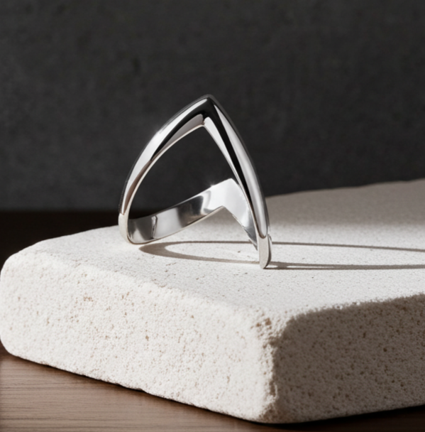 Double Wishbone Ring Solid Sterling Silver 925 Hallmark Size K-V