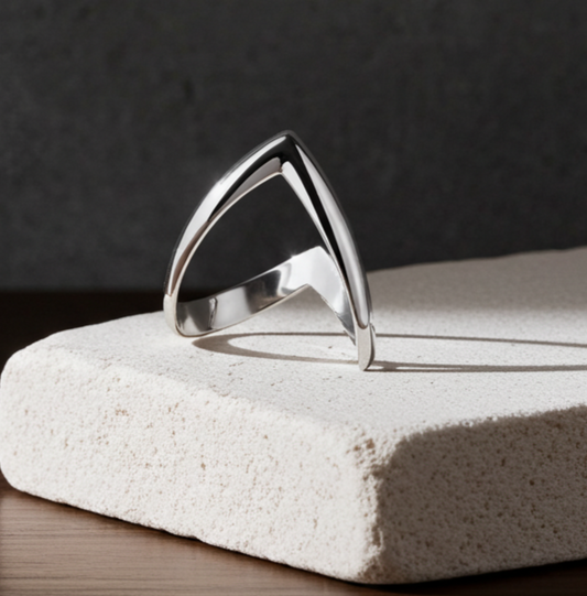 Double Wishbone Ring Solid Sterling Silver 925 Hallmark Size K-V