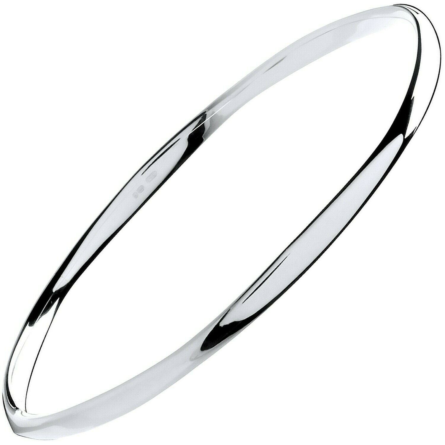 Silver Faceted Ladies Round Bangle British Made Full Hallmark Boxed