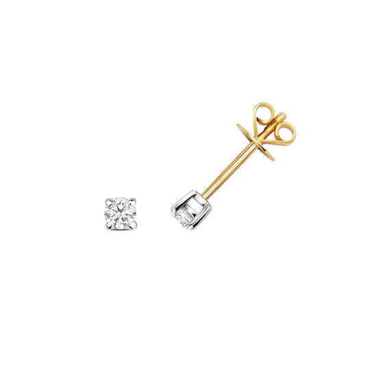 9ct Yellow Gold Diamond Solitaire Earrings 0.20ctw Stud Real Diamonds