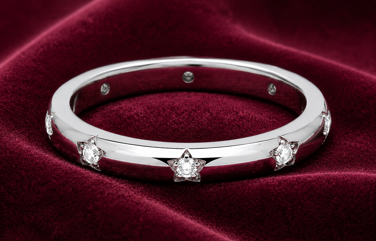 Sterling Silver 4mm Wedding Band Ring 925 Hallmark Zircon Gemstones Size J - U