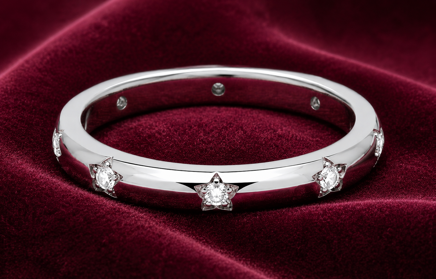 Sterling Silver 4mm Wedding Band Ring 925 Hallmark Zircon Gemstones Size J - U
