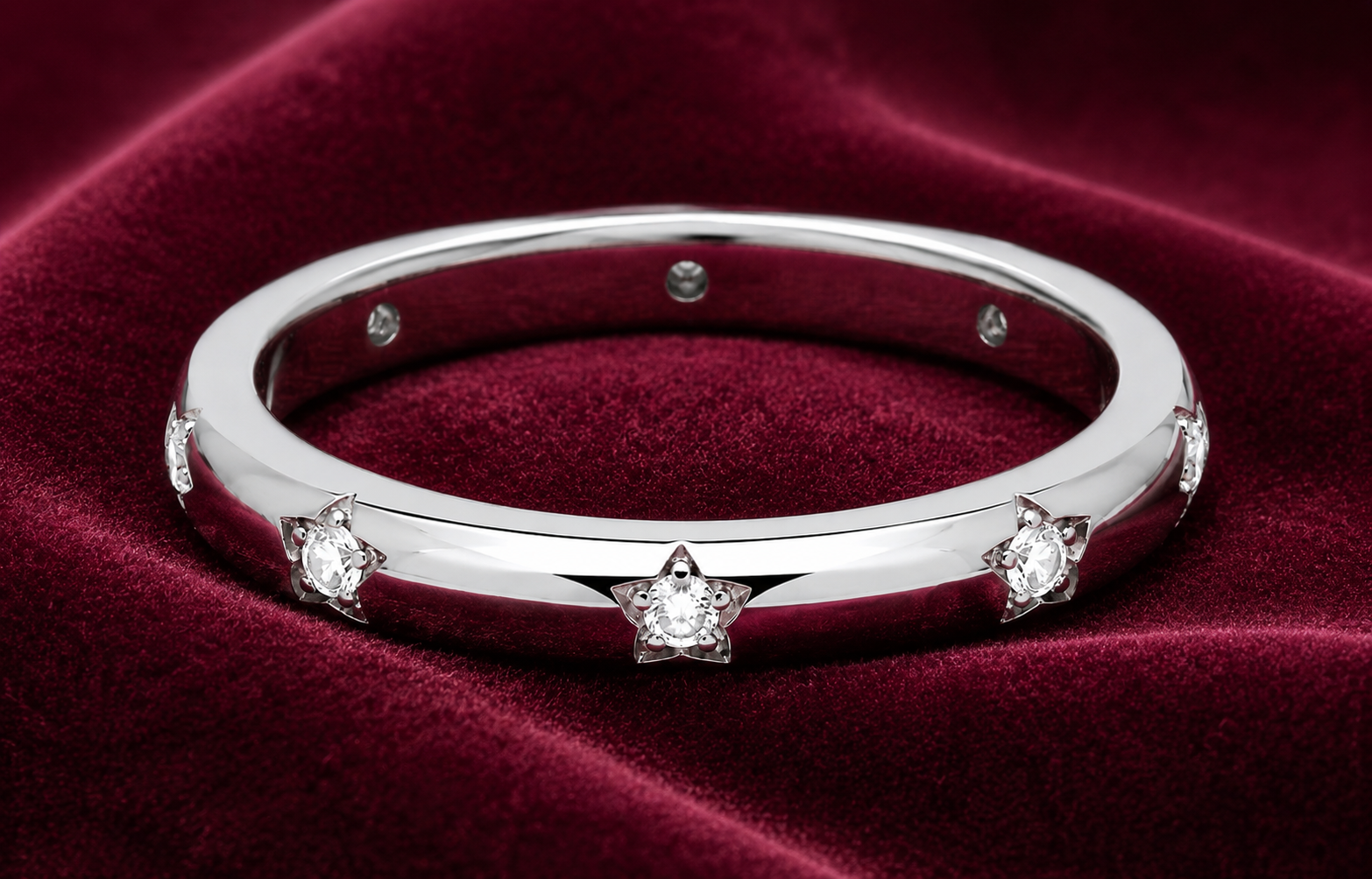Sterling Silver 4mm Wedding Band Ring 925 Hallmark Zircon Gemstones Size J - U