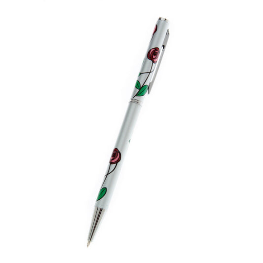 Mackintosh Rose Ballpoint Pen Silver Plated Designer Black Ink Brand New & Boxed