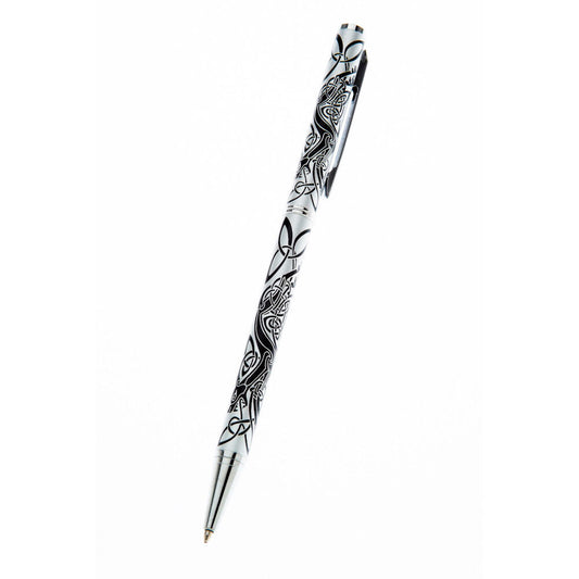 Ballpoint Pen Silver Plated Celtic Dog Designer Black Ink Brand New Boxed