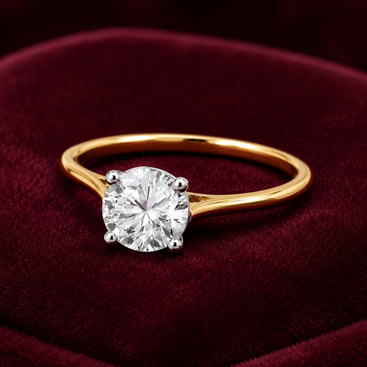 8mm Solitaire Engagement Ring 18ct Gold on Solid Sterling Silver 925 Size J-V