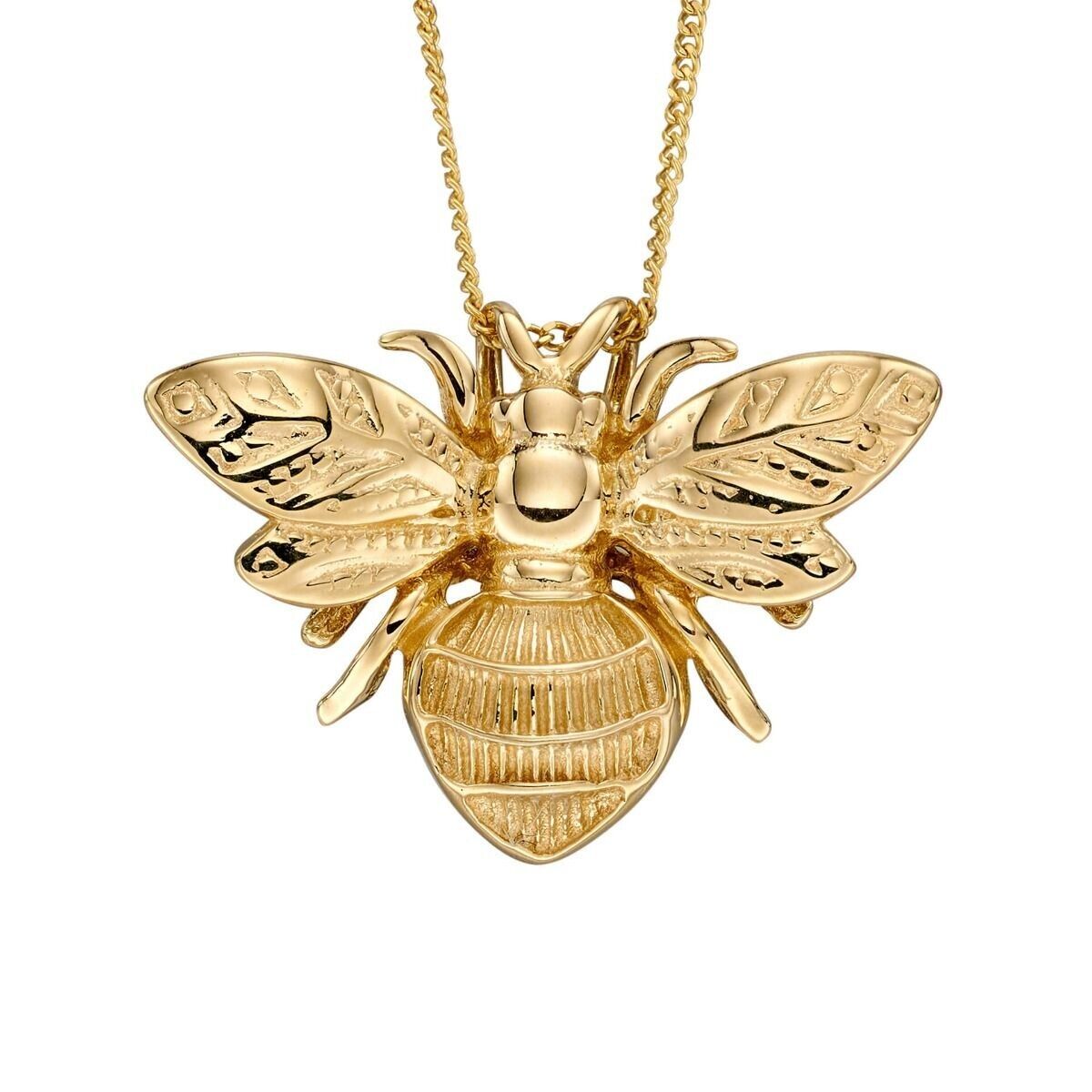 Yellow Gold Bee Pendant and Earrings Set Hallmarked 16, 18 or 20" Chain