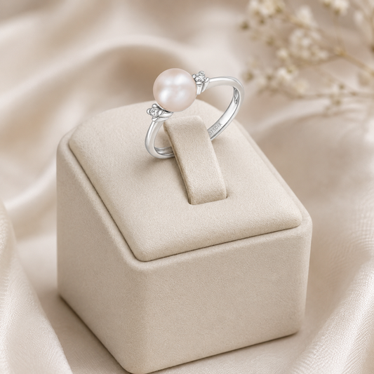 White Gold Freshwater Cultured Pearl & Diamond Accent Ring