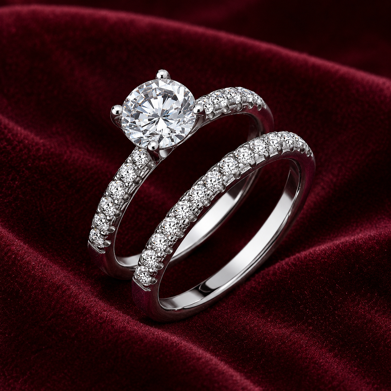 Solitaire Bridal Set Rings Wedding Engagement Sterling Silver 925 Size K - U