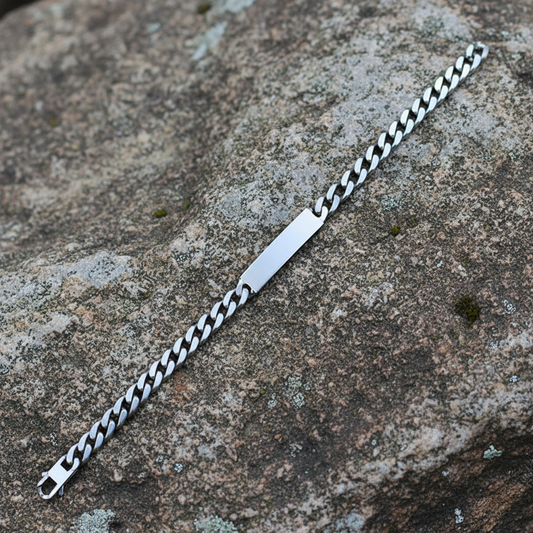Men's I D Bracelet Oxidised Finish Link Gent's Bracelet 925 Sterling Silver