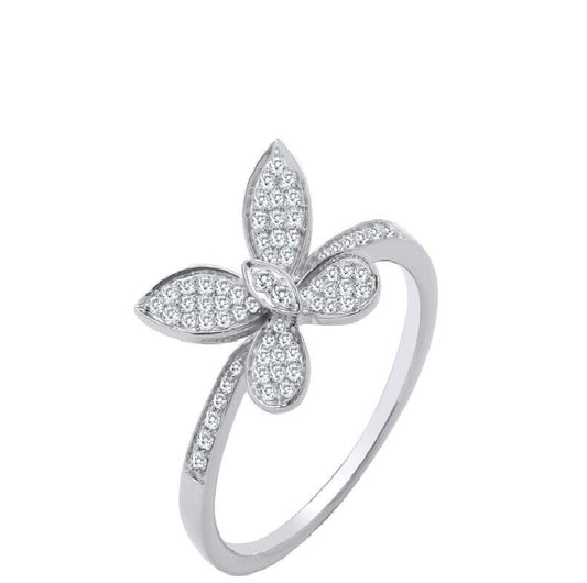 Real Diamond Butterfly Ring 9ct White Gold 0.27ctw Premium Diamonds