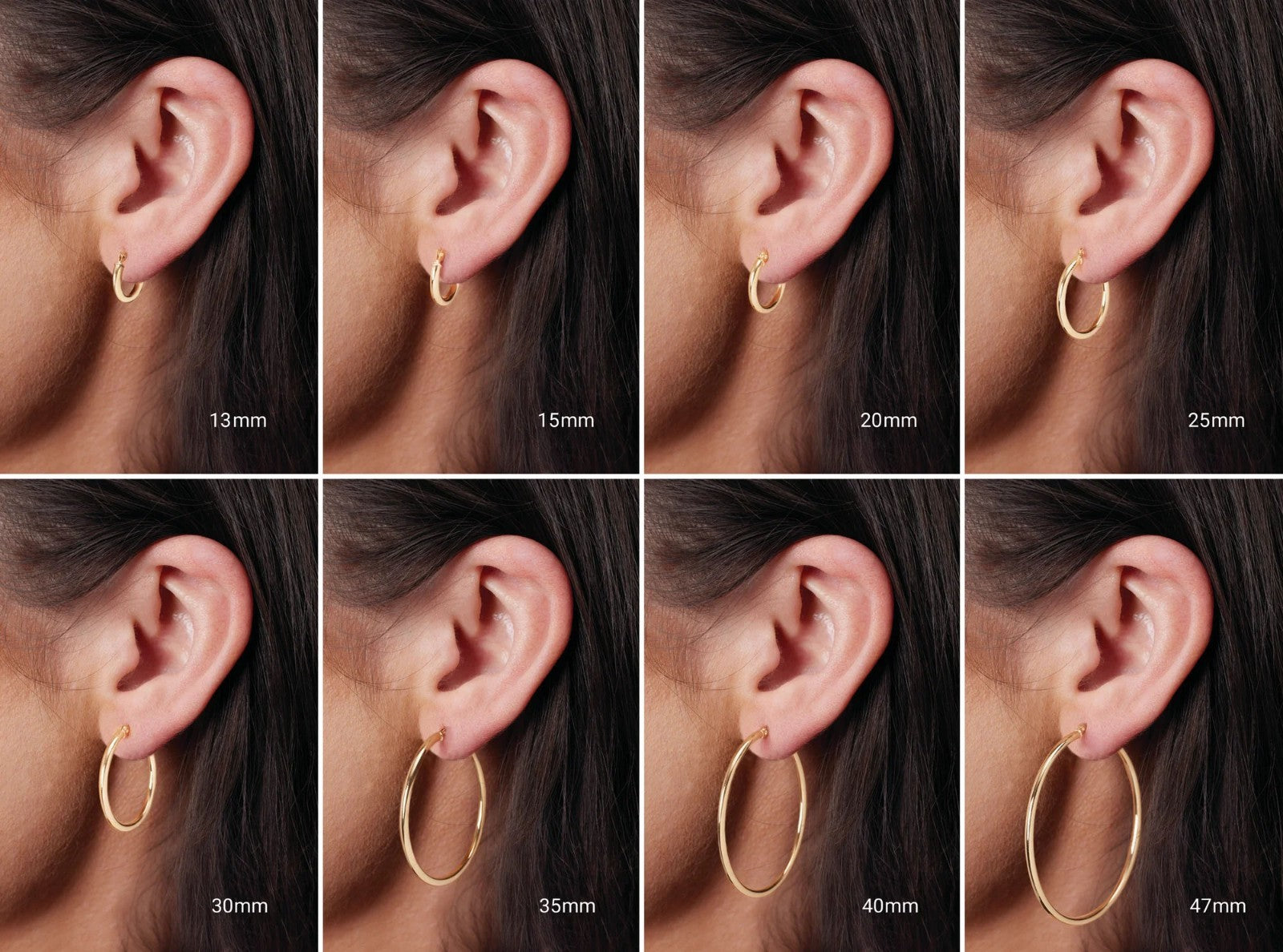 18ct Gold Oval Creole Hoop Earrings on Sterling Silver 46mm 925 Hallmark
