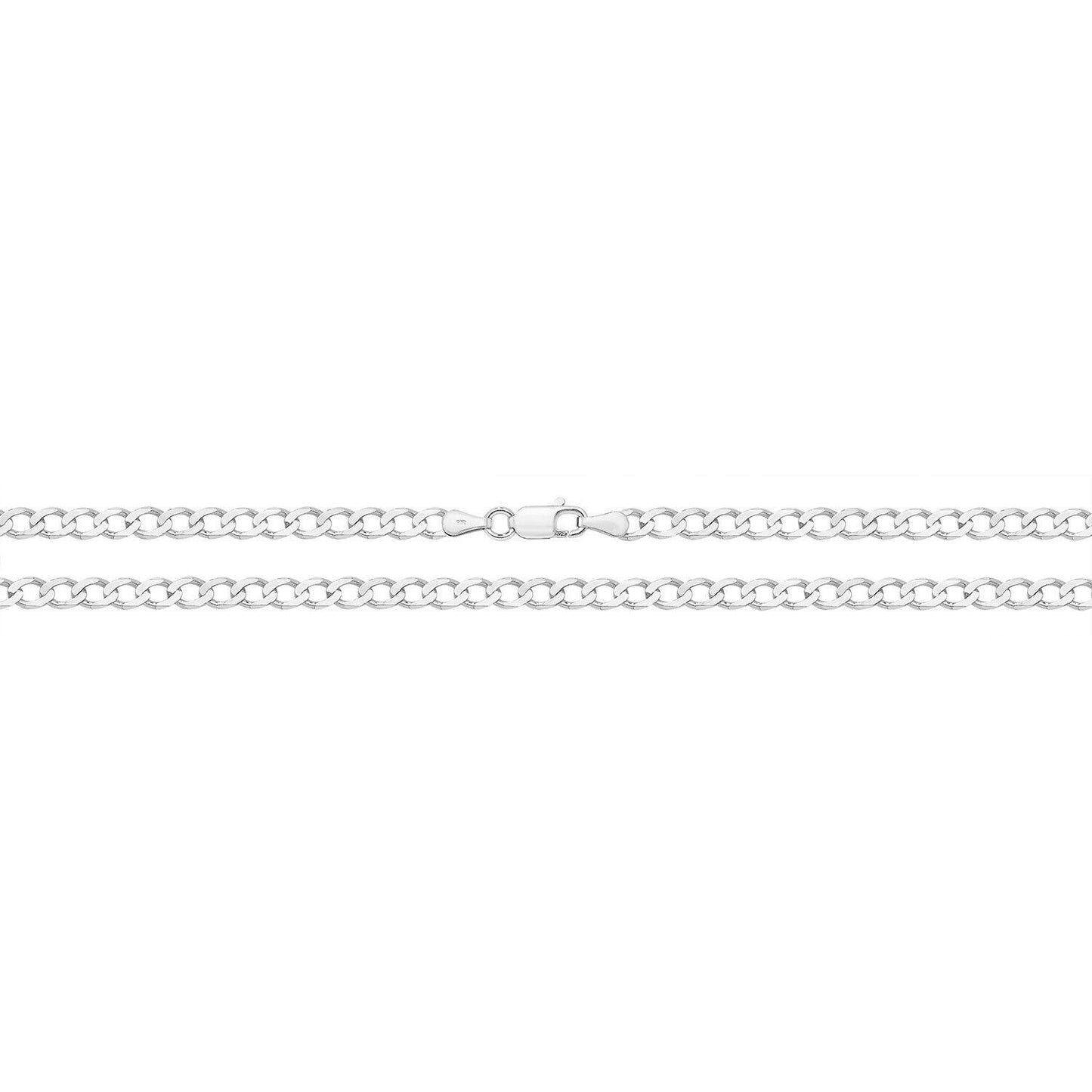 9ct White Gold Curb Chain 24" Mens Gents 4mm Wide Hallmark British New