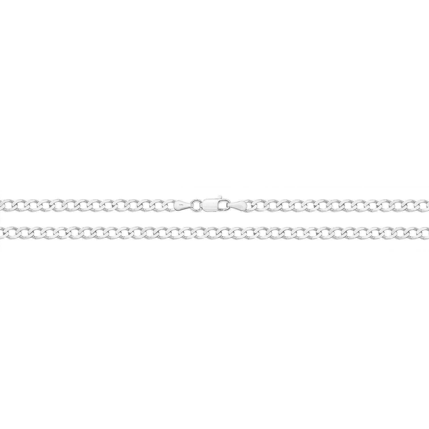 9ct White Gold Curb Chain 24" Mens Gents 4mm Wide Hallmark British New