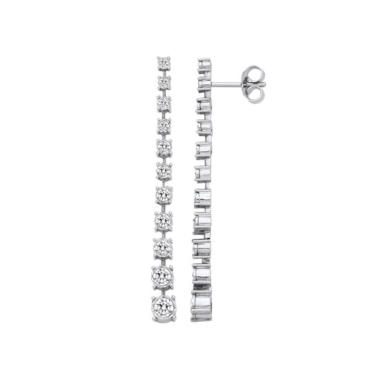 18ct White Gold 1.40ctw Drop Earrings 48 x 4.5mm Hallmarked British Made