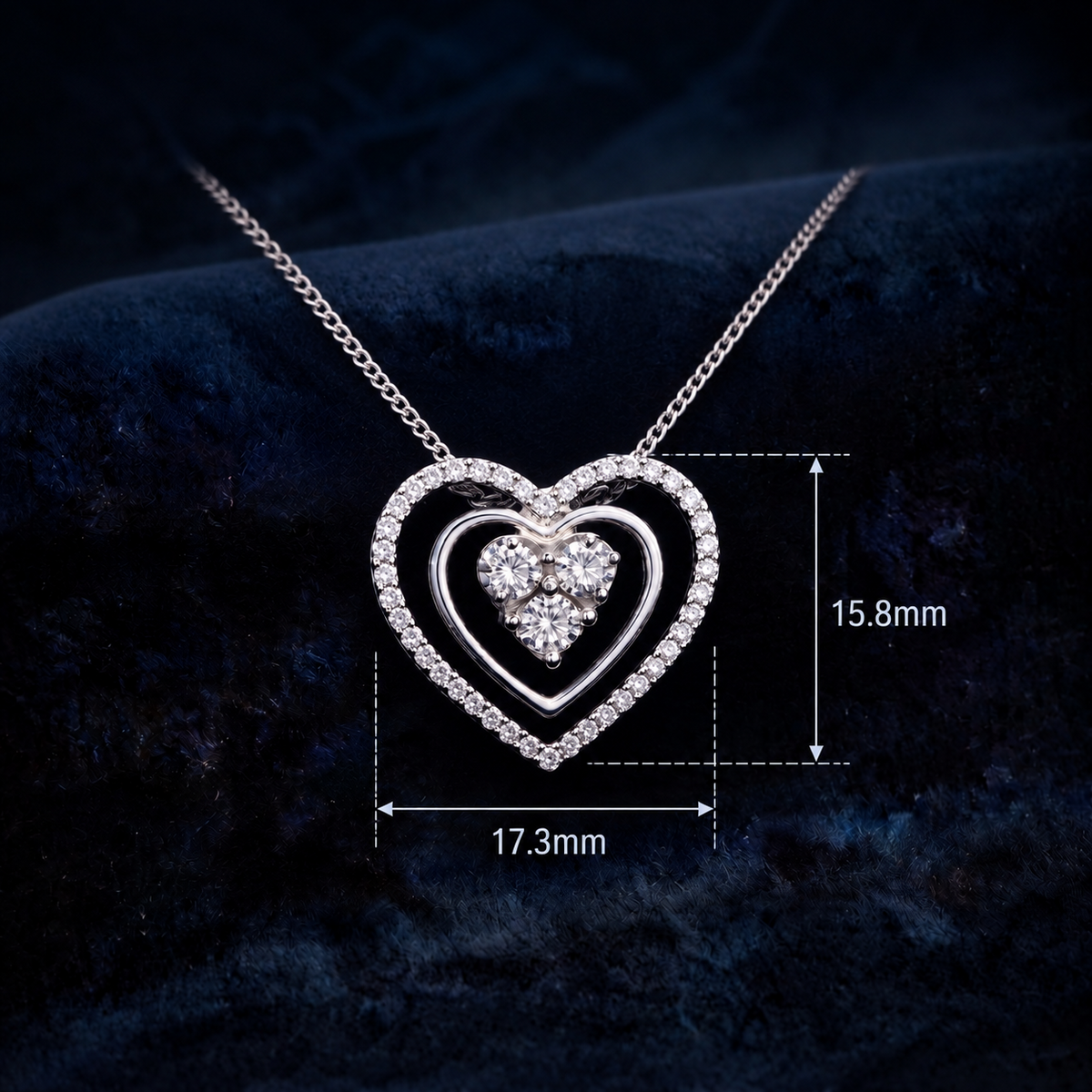 Natural Diamond Heart Pendant 18ct White Gold 18" Chain 0.40ctw Premium Diamonds