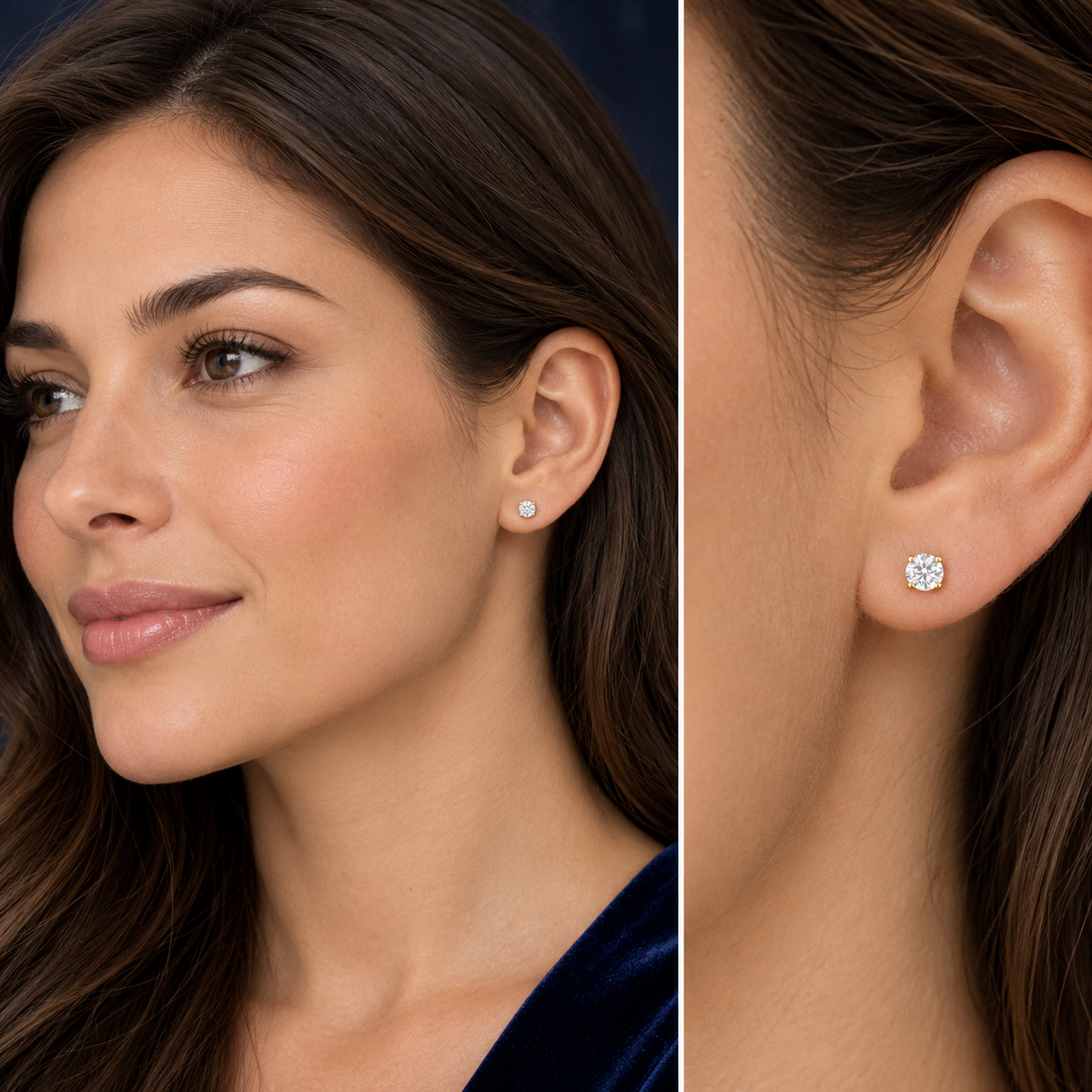 Mined Diamond Solitaire Earrings 18ct Yellow Gold 0.50ctw Premium Real Diamonds