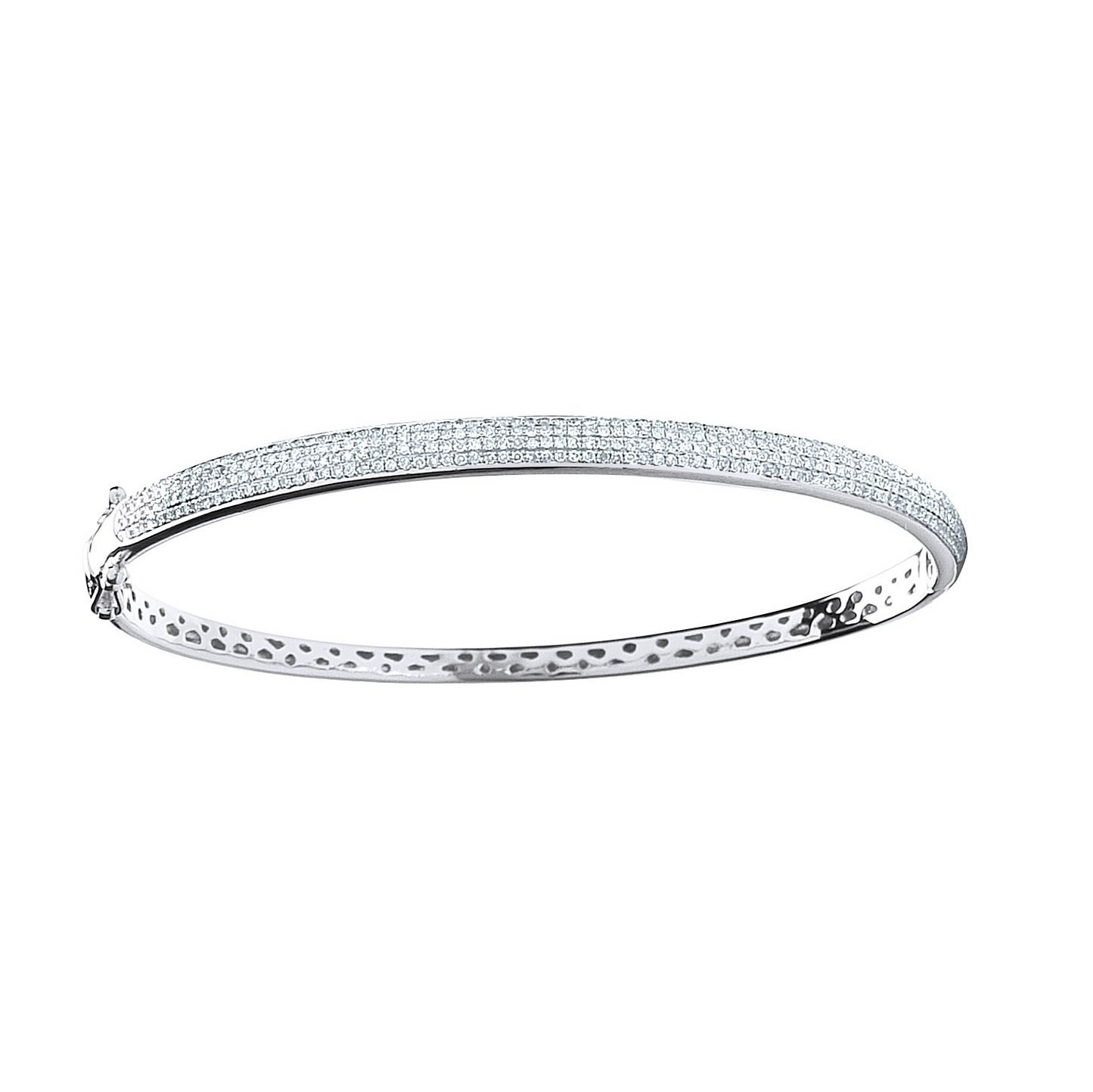 9ct White Gold 0.86ctw Pave Set Diamond Bangle Made in London