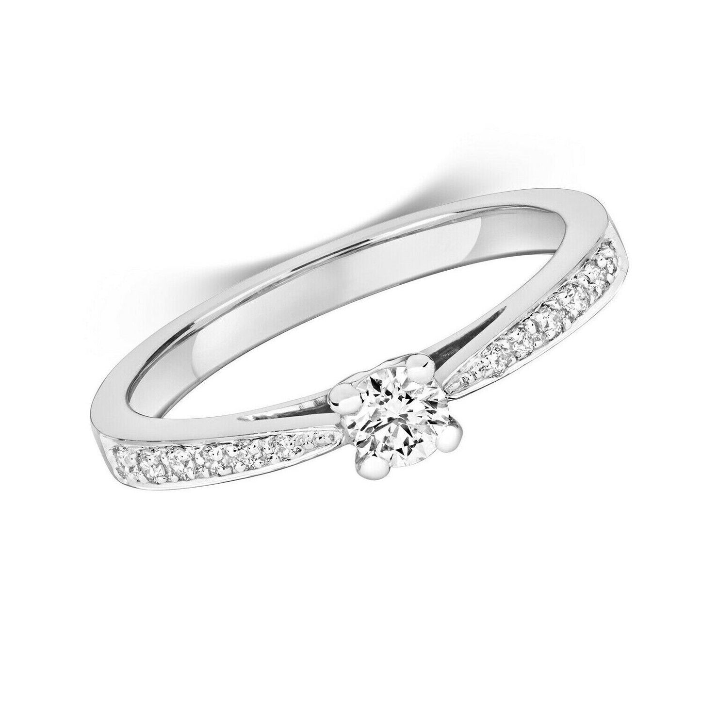 Real Diamond Solitaire Ring 9ct White Gold 0.32ct Engagement Size J - Q