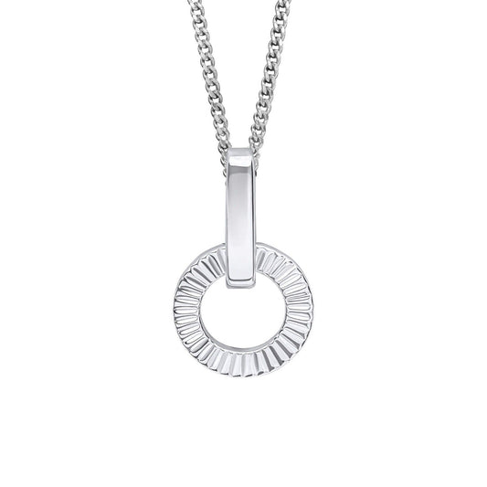 Diamond Cut Circle Drop Pendant Solid Sterling Silver 925 All Chain Lengths