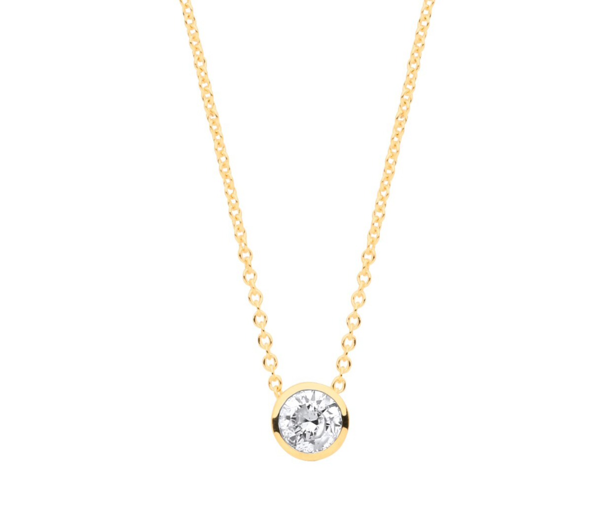 18ct Yellow Gold 0.25ctw G-SI Rubover Diamond Necklace (18in/45cm) Chain