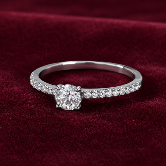 Solitaire Engagement Ring Solid Sterling Silver 925 4mm Centre Stone Size J - S