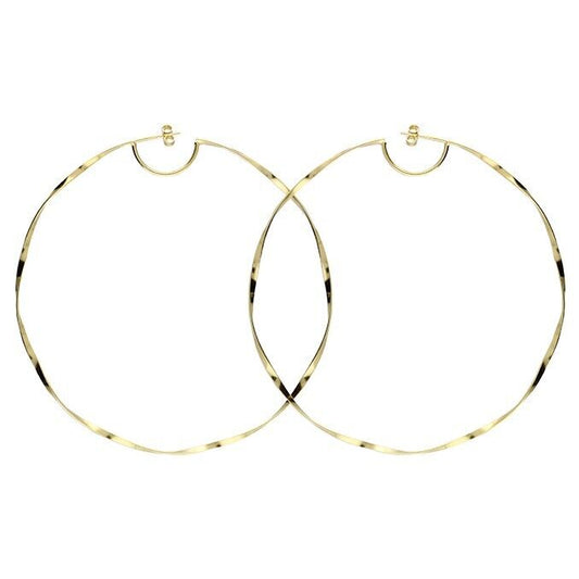 Large Hoop Earrings 80mm Twist with Stud Fitting Yellow Gold on Sterling Silver