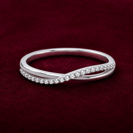 Sterling Silver Crossover Eternity Band Ring 925 Hallmark