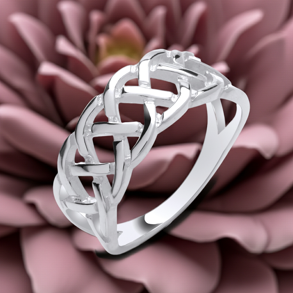 Sterling Silver Celtic Ring 8mm Wide 925 Hallmark Sizes K - S