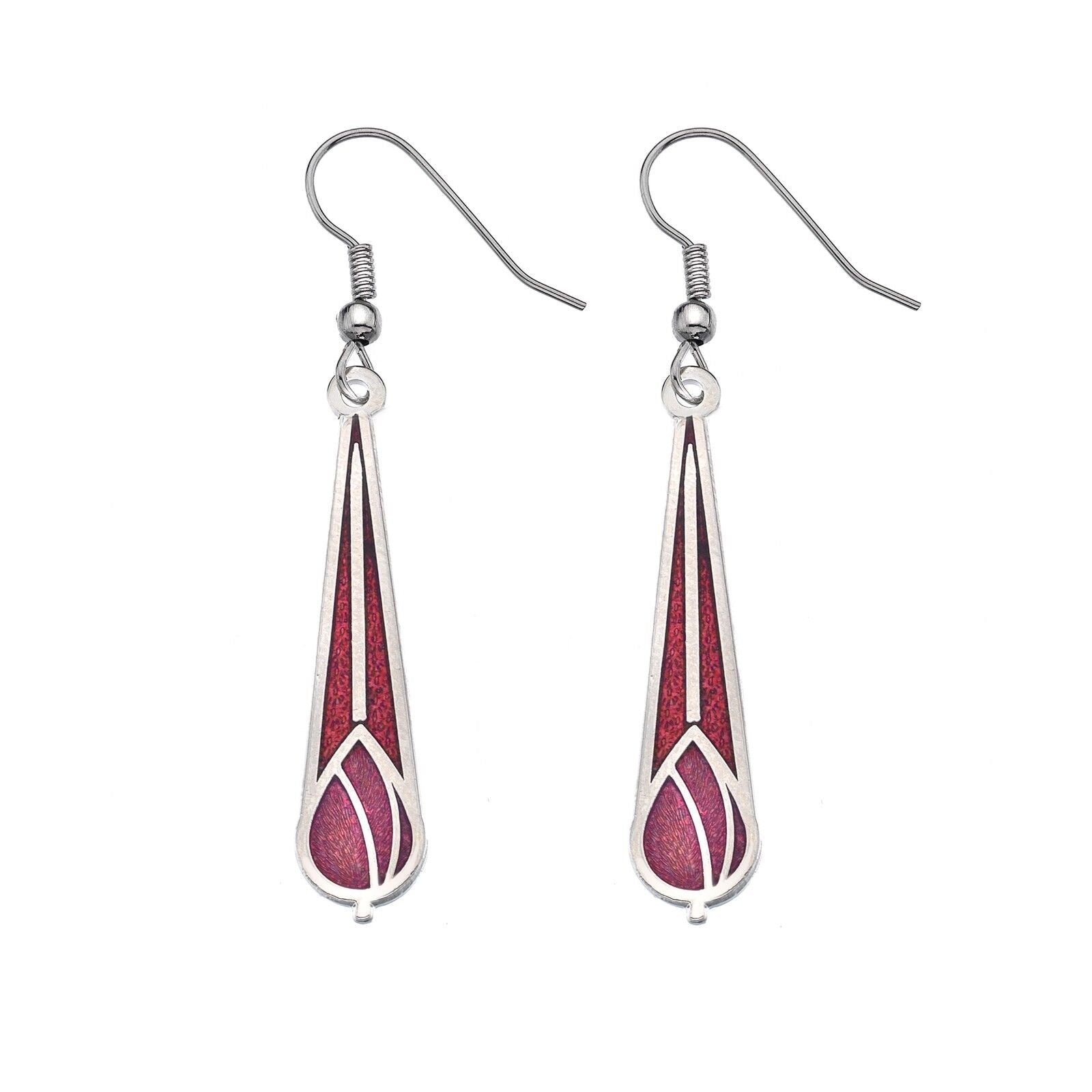 Mackintosh Rose Bud Drop Earrings Silver Plated Branded Packaging