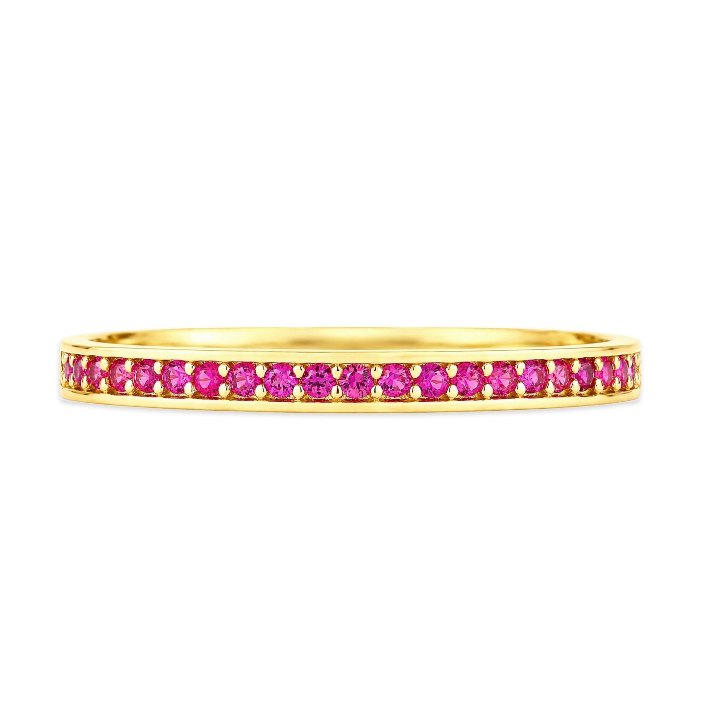 9k Yellow Gold Ruby Half Eternity Stackable Ring Hallmarked Sizes KLMNOPQRS
