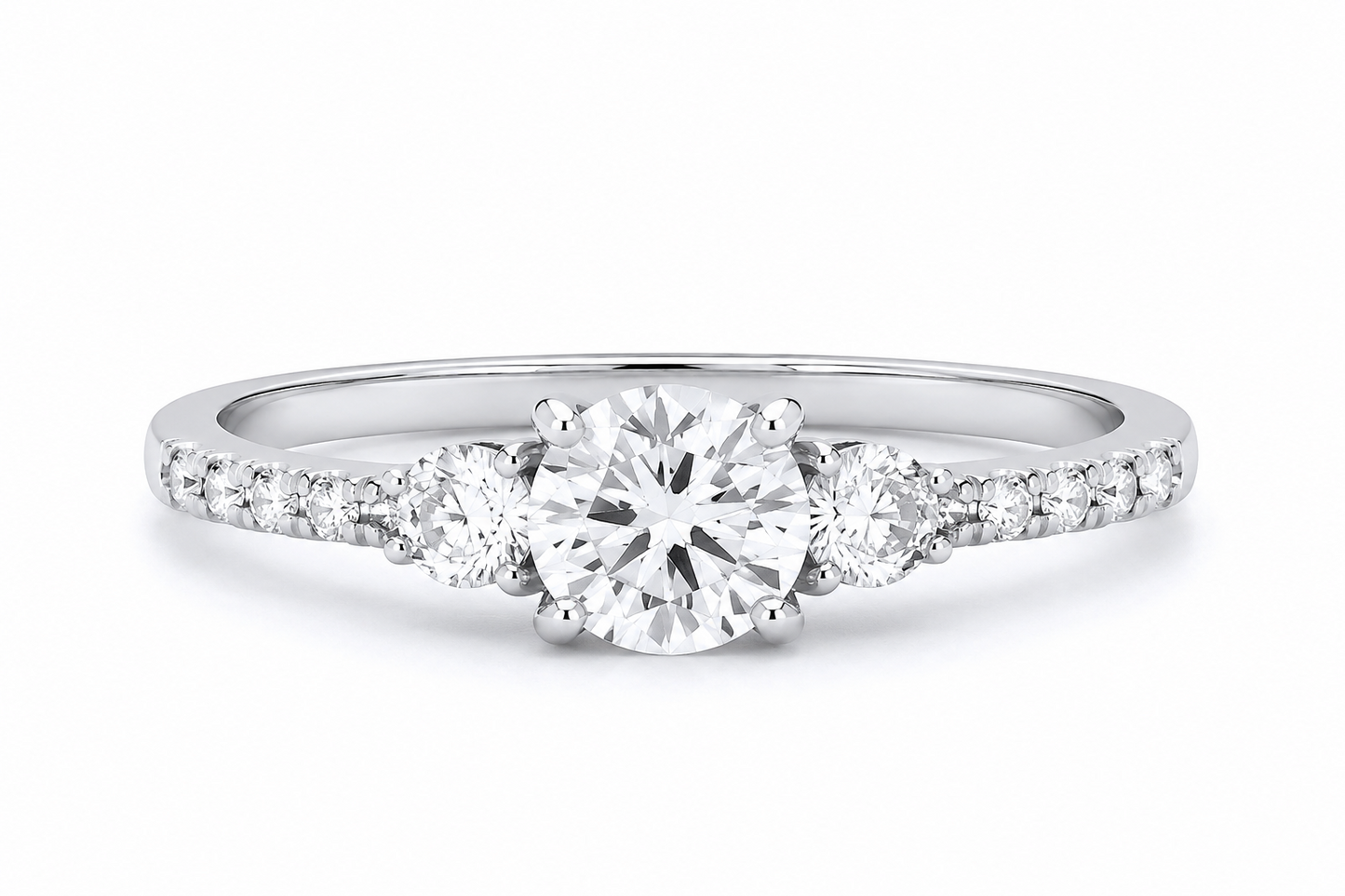 Three Stone Engagement Ring Solid Sterling Silver Trilogy 925 Hallmark Size J-V