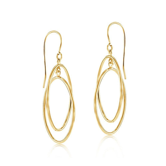 Entwined Oval Drop Earrings 9ct Yellow Gold 38mm Drops Hallmarked