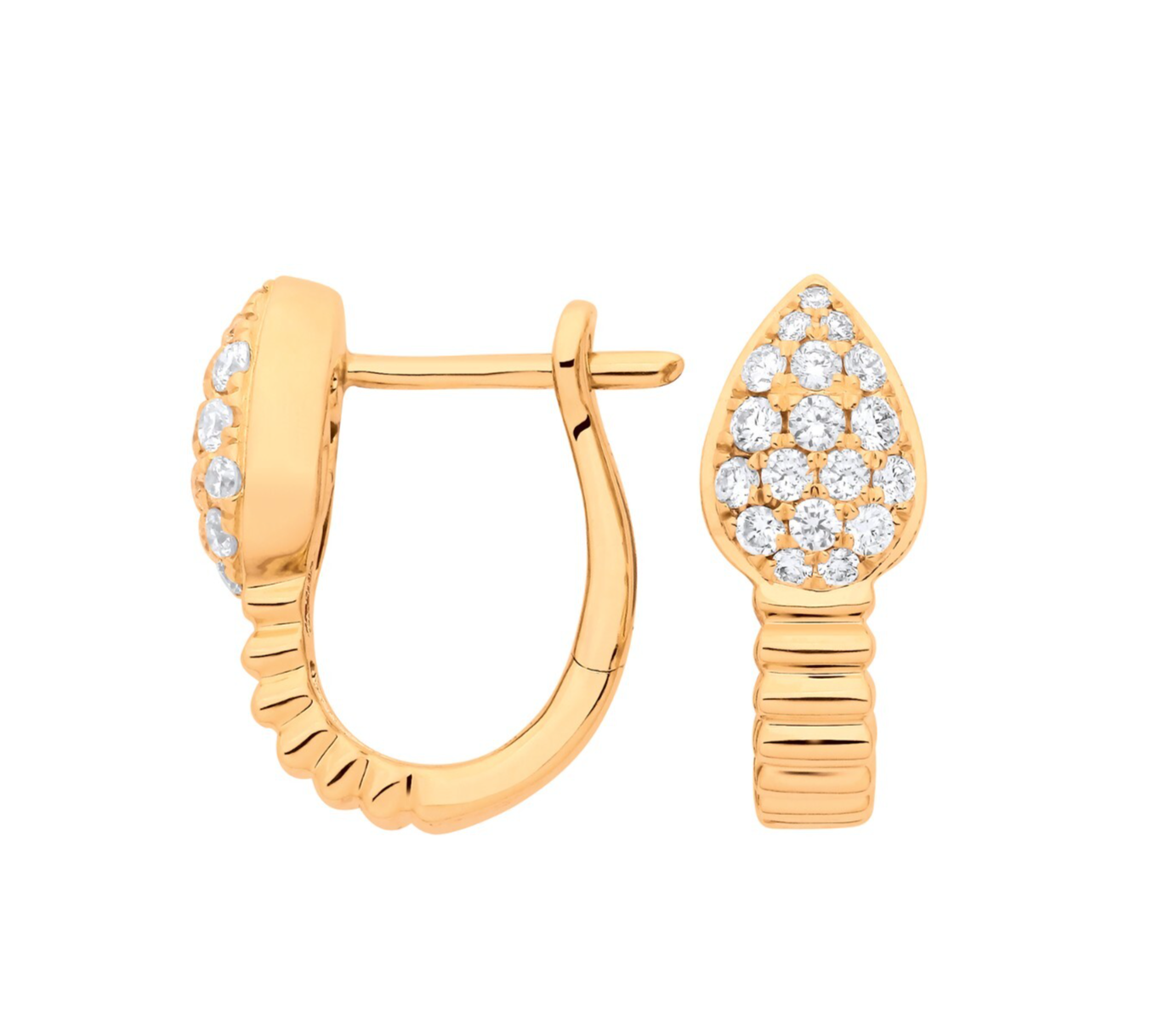 9ct Yellow Gold Diamond Serpent Snake Hoop Earrings 0.50ctw