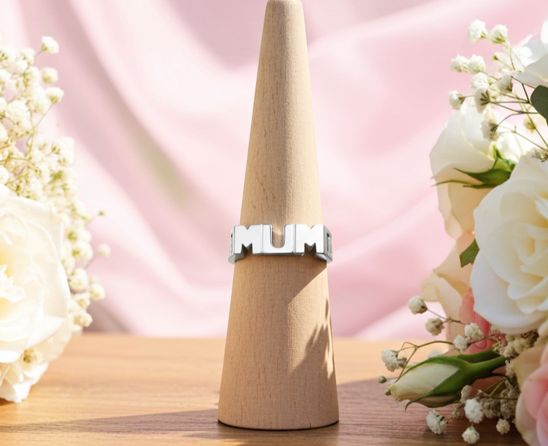 MUM Ring Solid Sterling  Silver 925 Hallmark Size K - V Identity Shoulders