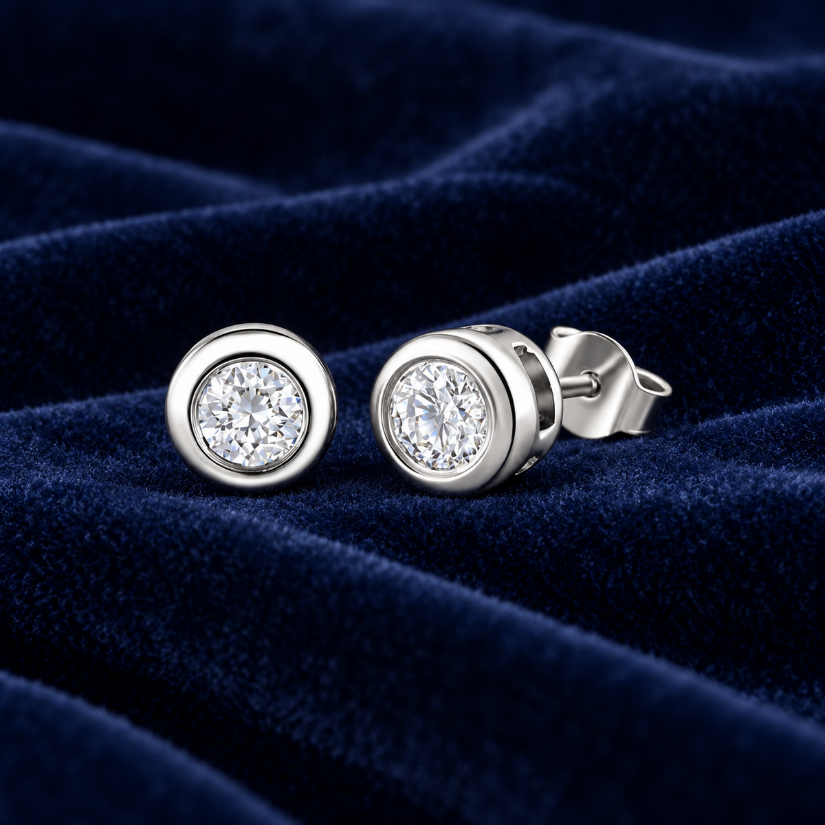 Diamond Bezel Set Earrings 9ct White Gold 0.40ctw Premium Mined Diamonds