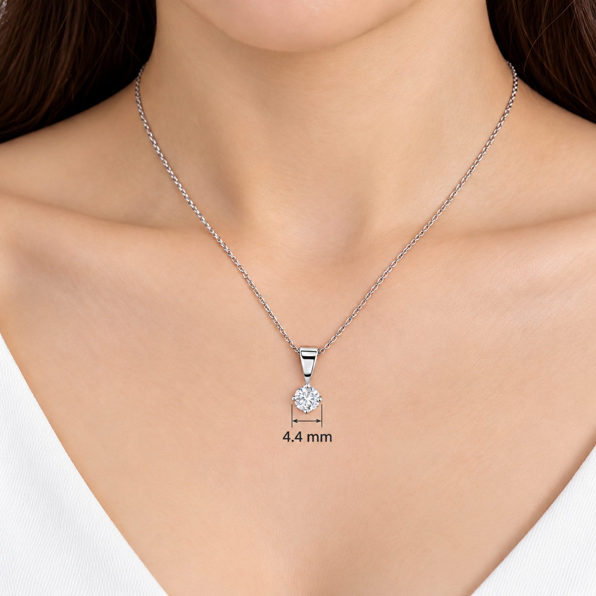 Genuine Diamond Solitaire Pendant 18ct White Gold 18" / 45cm Chain 0.35ctw