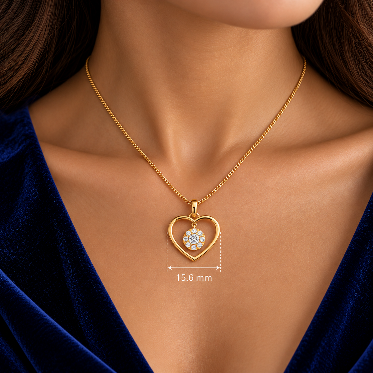 Real Diamond Heart Pendant Necklace 9ct Yellow Gold 18" Chain 0.30ctw Diamonds