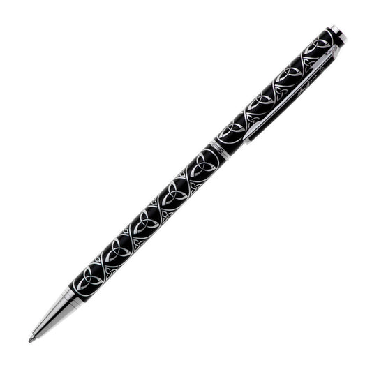 Ballpoint Pen Silver Plated Celtic Trinity Designer Black Ink Brand New Boxed
