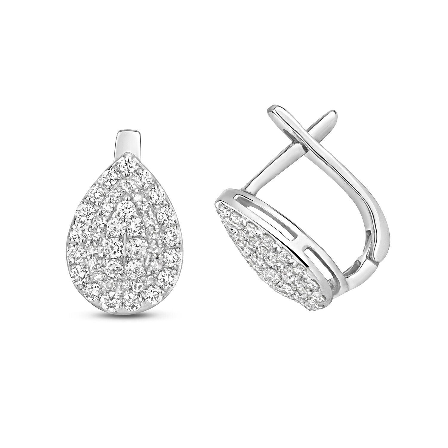 Teardrop Real Diamond Earrings 9ct White Gold Lever Back 0.50ctw