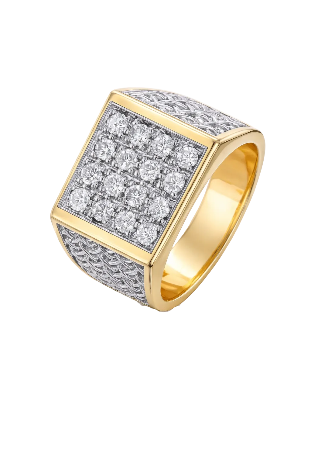 Men's Natural Diamond Ring Solid Yellow and White Gold 0.50ctw Hallmarked