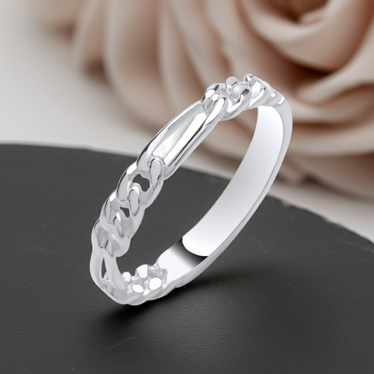 Sterling Silver Chain Ring 3mm Wide 925 Hallmark Sizes K - S