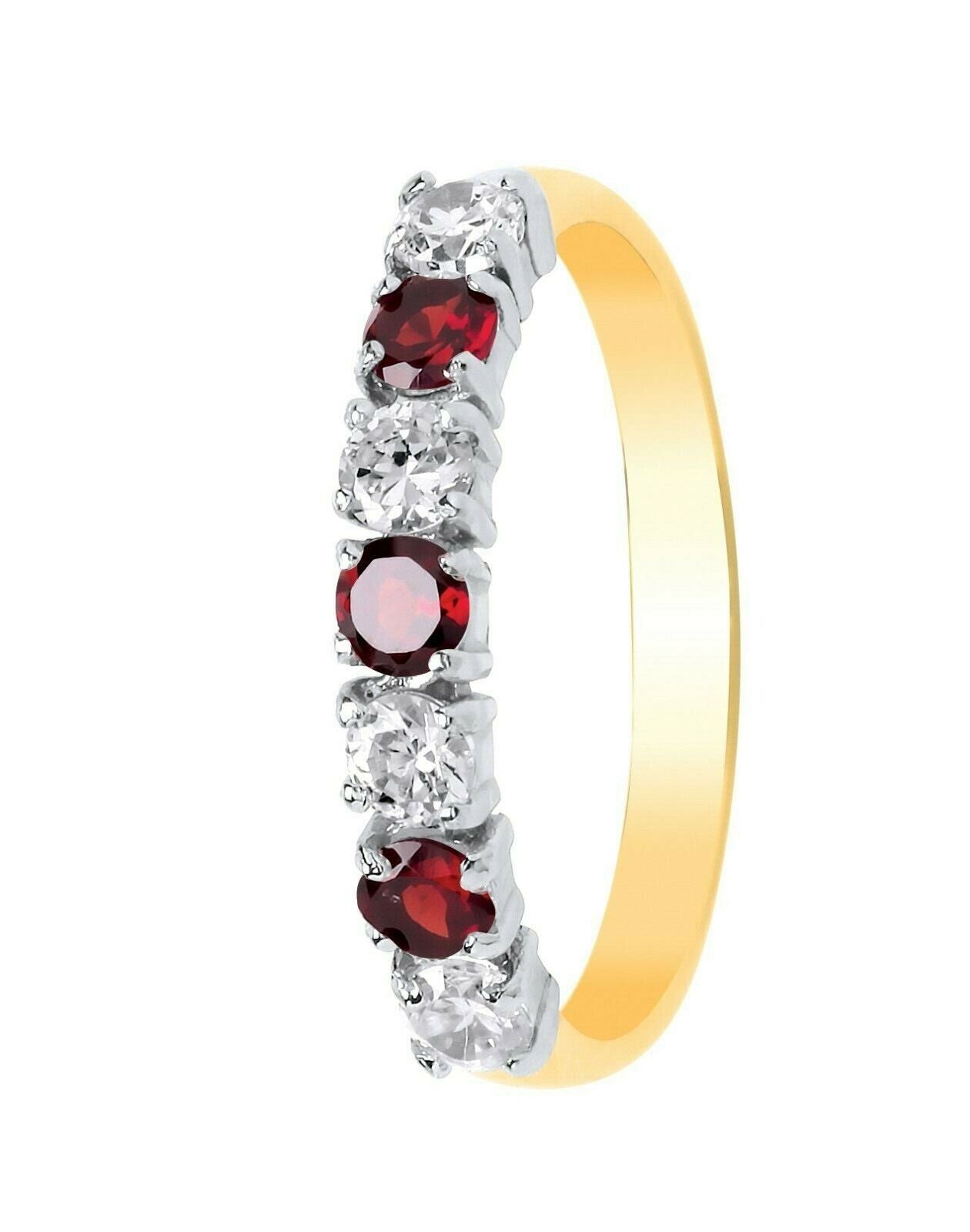 9ct Yellow Gold Garnet Eternity Ring Band Fully Hallmarked